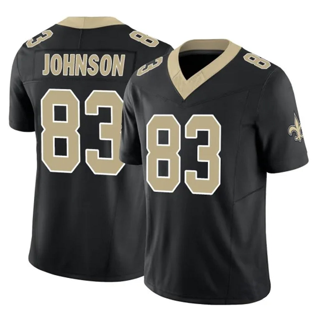 NO.Saints #83 Juwan Johnson Player Black Limited Vapor F.U.S.E. Home Game Odoa Stitched Jerseys