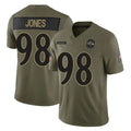B.Ravens #98 Travis Jones Player Olive Salute To Service Limited Home Game Odoa Stitched Jerseys