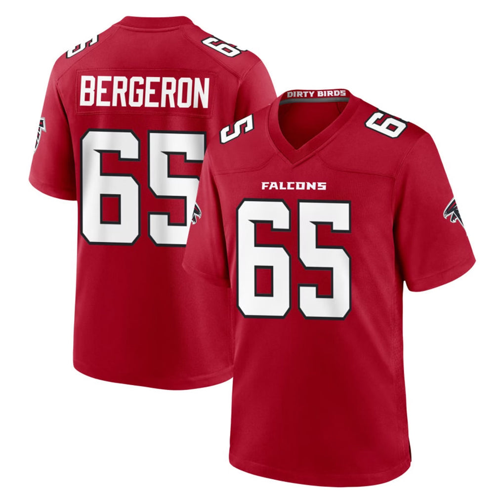 A.Falcons #65 Matthew Bergeron Player Red Team Color Home Game Odoa Stitched Jerseys