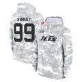 NY.Jets #99 T'Vondre Sweat Player Arctic Camo Salute to Service Pullover Hoodies Limited Game Odoa Stitched Jerseys