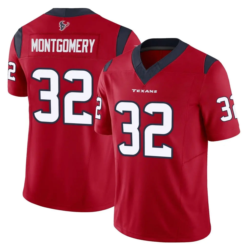 H.Texans #32 David Montgomery Player Red Limited Vapor F.U.S.E. Home Game Odoa Stitched Jerseys