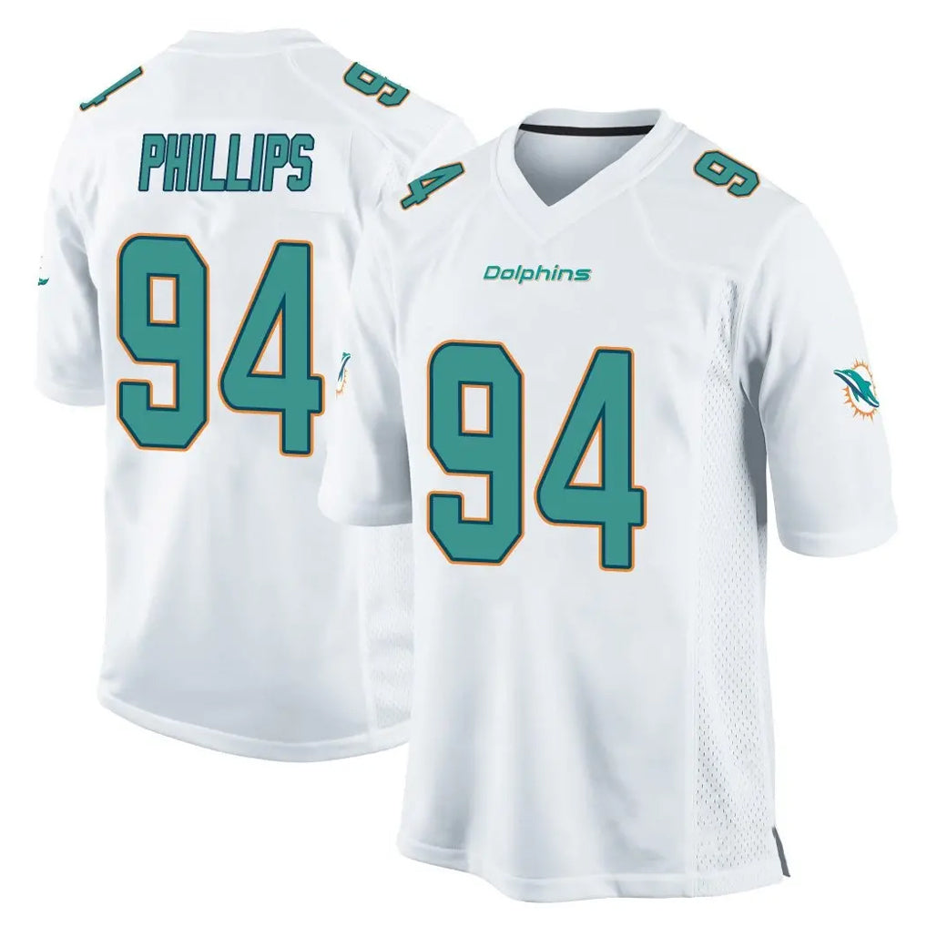 M.Dolphins #94 Jordan Phillips Player White Home Game Odoa Stitched Jerseys