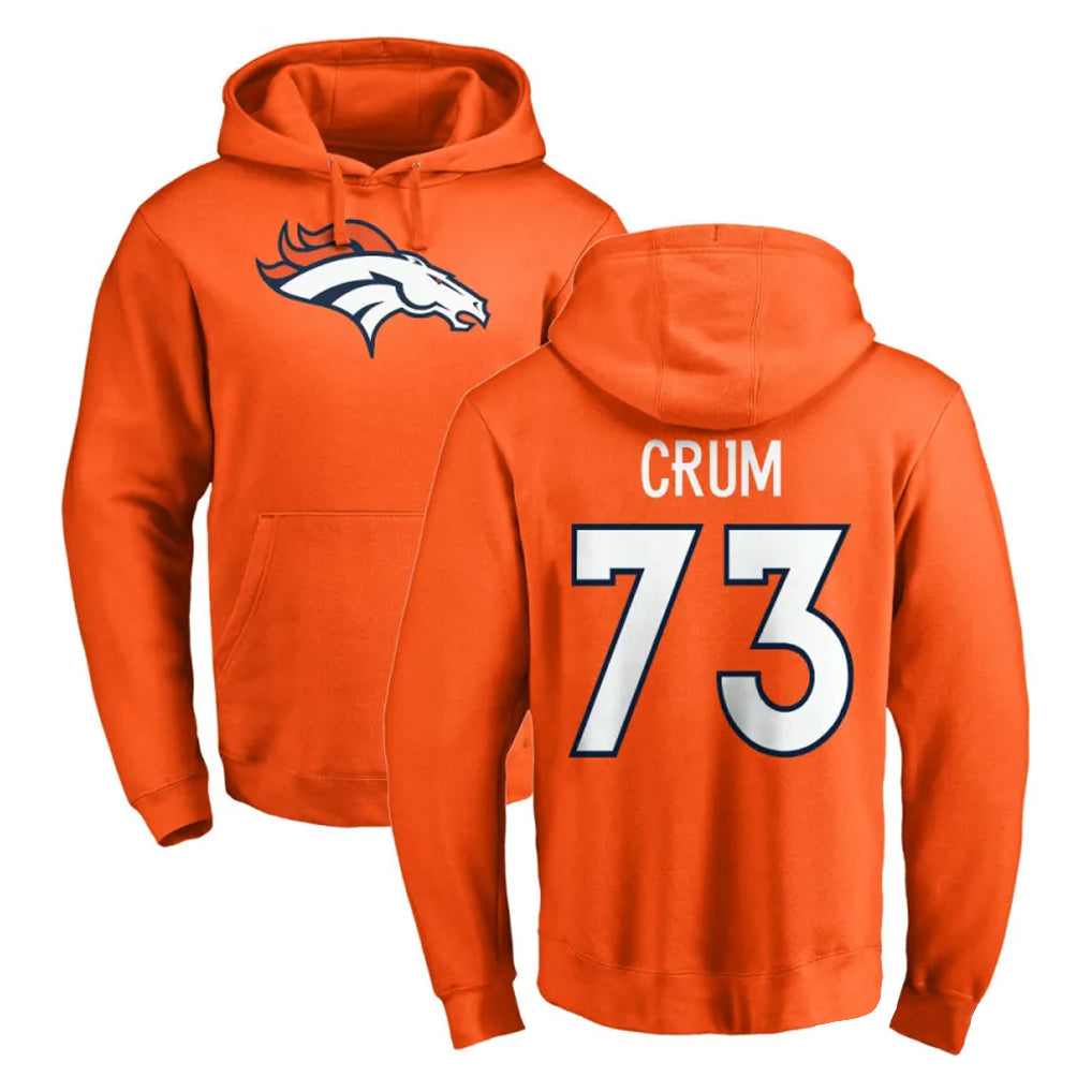 D.Broncos #73 Frank Crum Player Orange Pullover Hoodie Limited Odoa Stitched Jerseys
