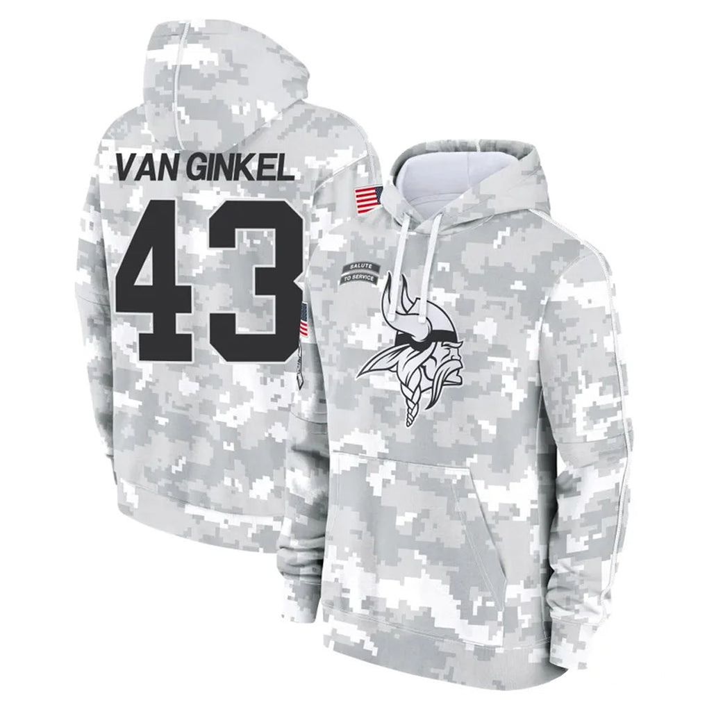 M.Vikings #43 Andrew Van Ginkel Player Arctic Camo Salute to Service Pullover Hoodies Limited Game Odoa Stitched Jerseys
