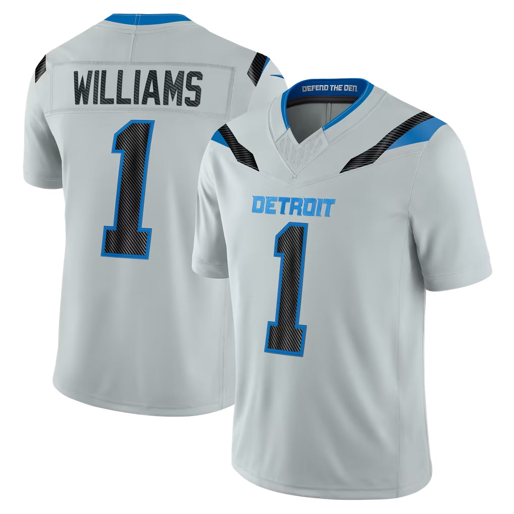 D.Lions #1 Jameson Williams Player Silver Limited 2026 Rivalries Collection Home Game Odoa Stitched Jerseys