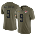 KC.Chiefs #9 Kenneth Walker III Player Olive Salute To Service Limited Odoa Stitched Jerseys
