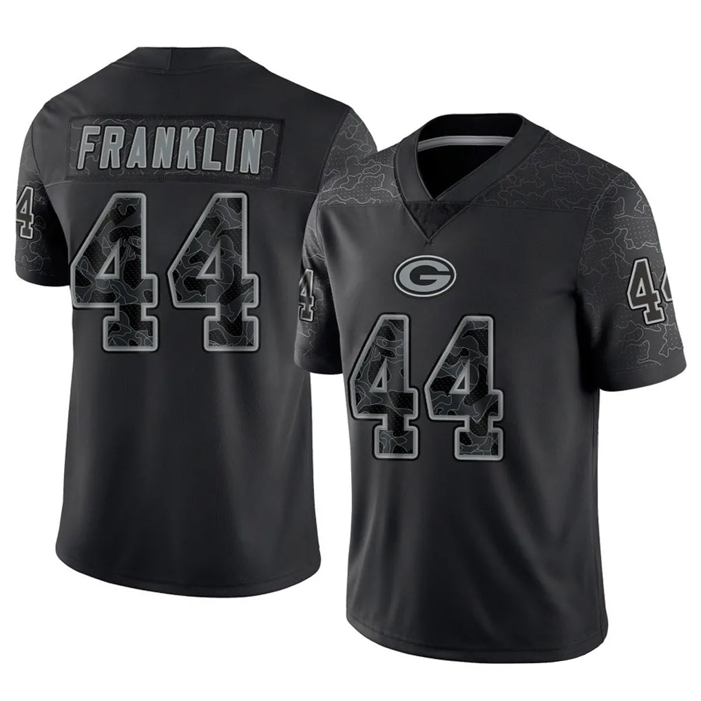 GB.Packers #44 Zaire Franklin Player Black Reflective Limited Home Game Odoa Stitched Jerseys
