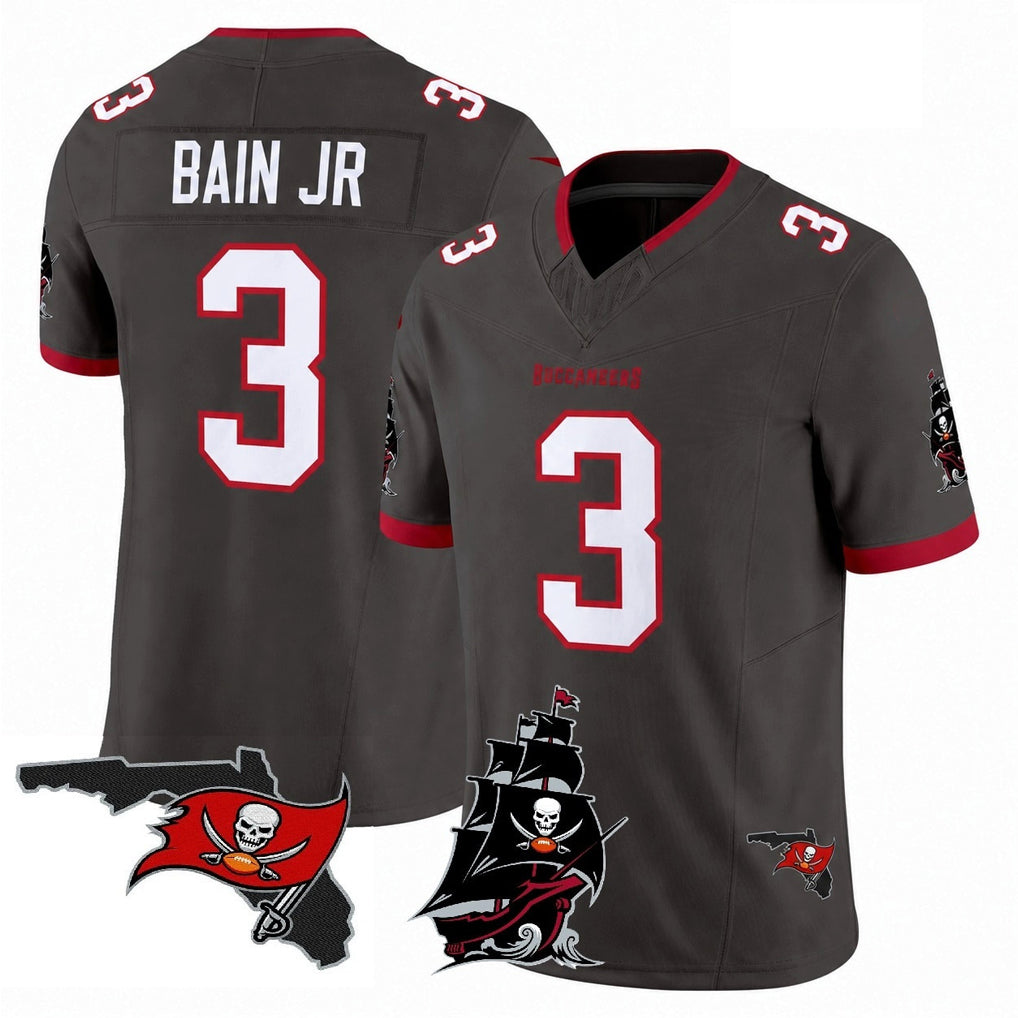 TB.Buccaneers #3 Rueben Bain Jr. Player Pewter Limited 2026 Season Vapor F.U.S.E. Home Game Odoa Stitched Jerseys