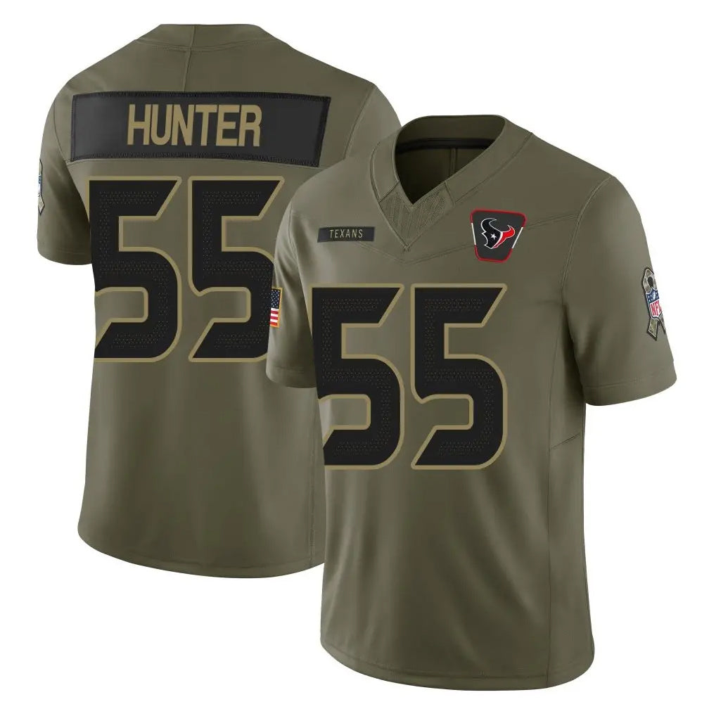 H.Texans #55 Danielle Hunter Player Olive 2025 Salute To Service Limited Game Odoa Stitched Jerseys