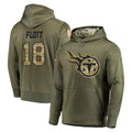 T.Titans #18 Cor'Dale Flott Player Olive Salute to Service Pullover Hoodies Home Game Odoa Stitched Jerseys