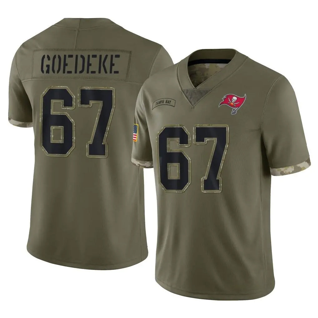 TB.Buccaneers #67 Luke Goedeke Player Olive Limited Salute To Service Home Game Odoa Stitched Jerseys