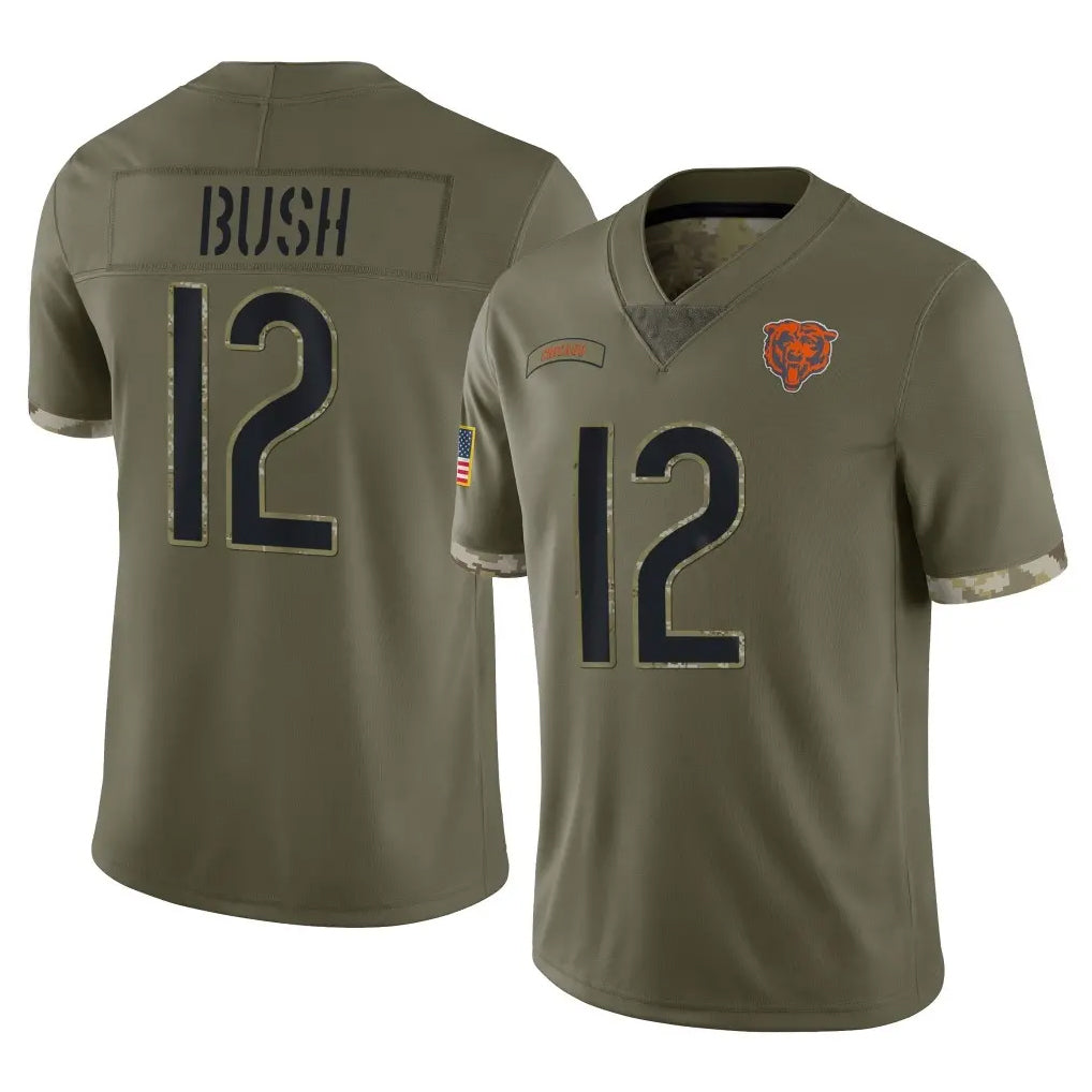 C.Bears #12 Devin Bush Player Olive Salute to Service Limited Game Odoa Stitched Jerseys