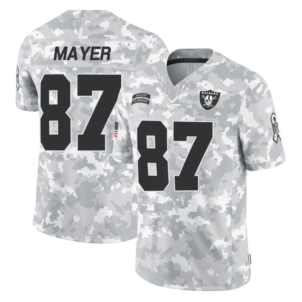 LV.Raiders #87 Michael Mayer Player Arctic Camo Salute To Service Limited Game Odoa Stitched Jerseys