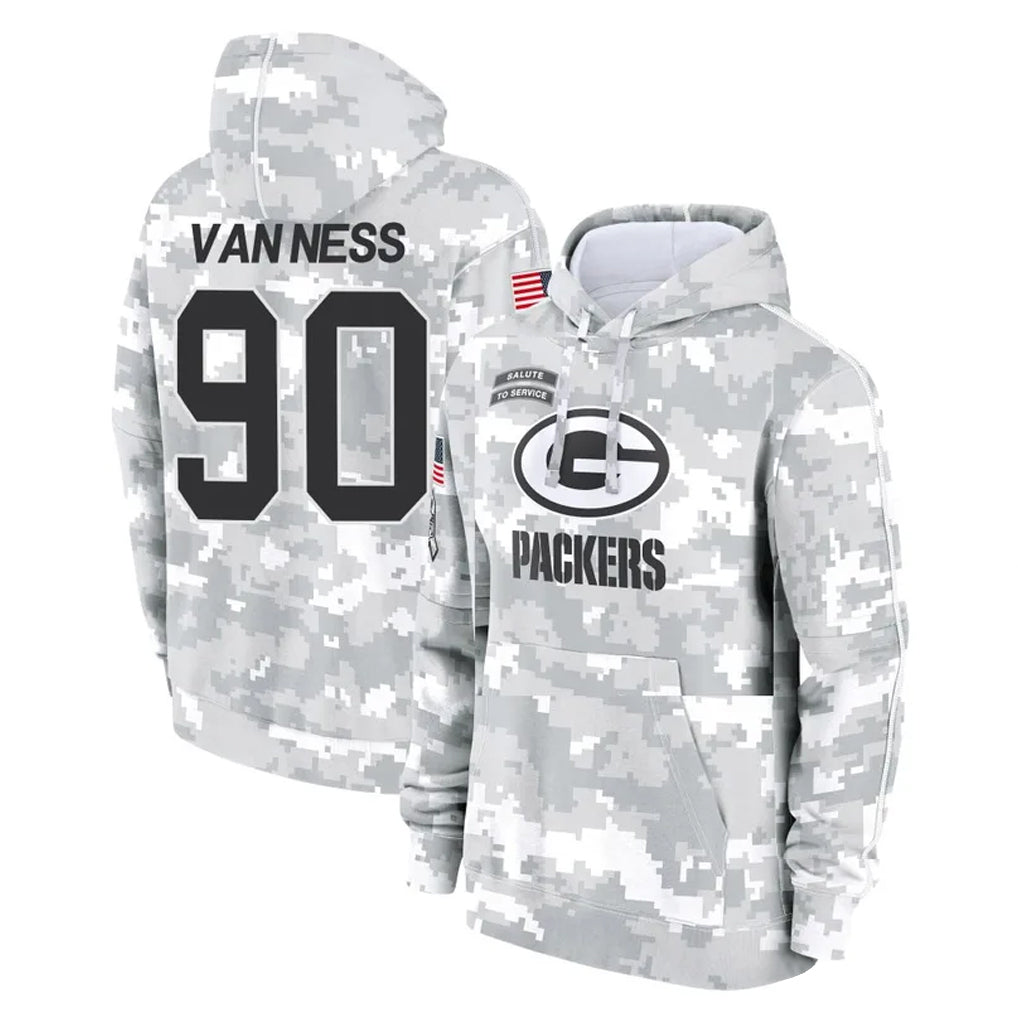 GB.Packers #90 Lukas Van Ness Player Arctic Camo Salute to Service Hoodies Limited Game Odoa Stitched Jerseys