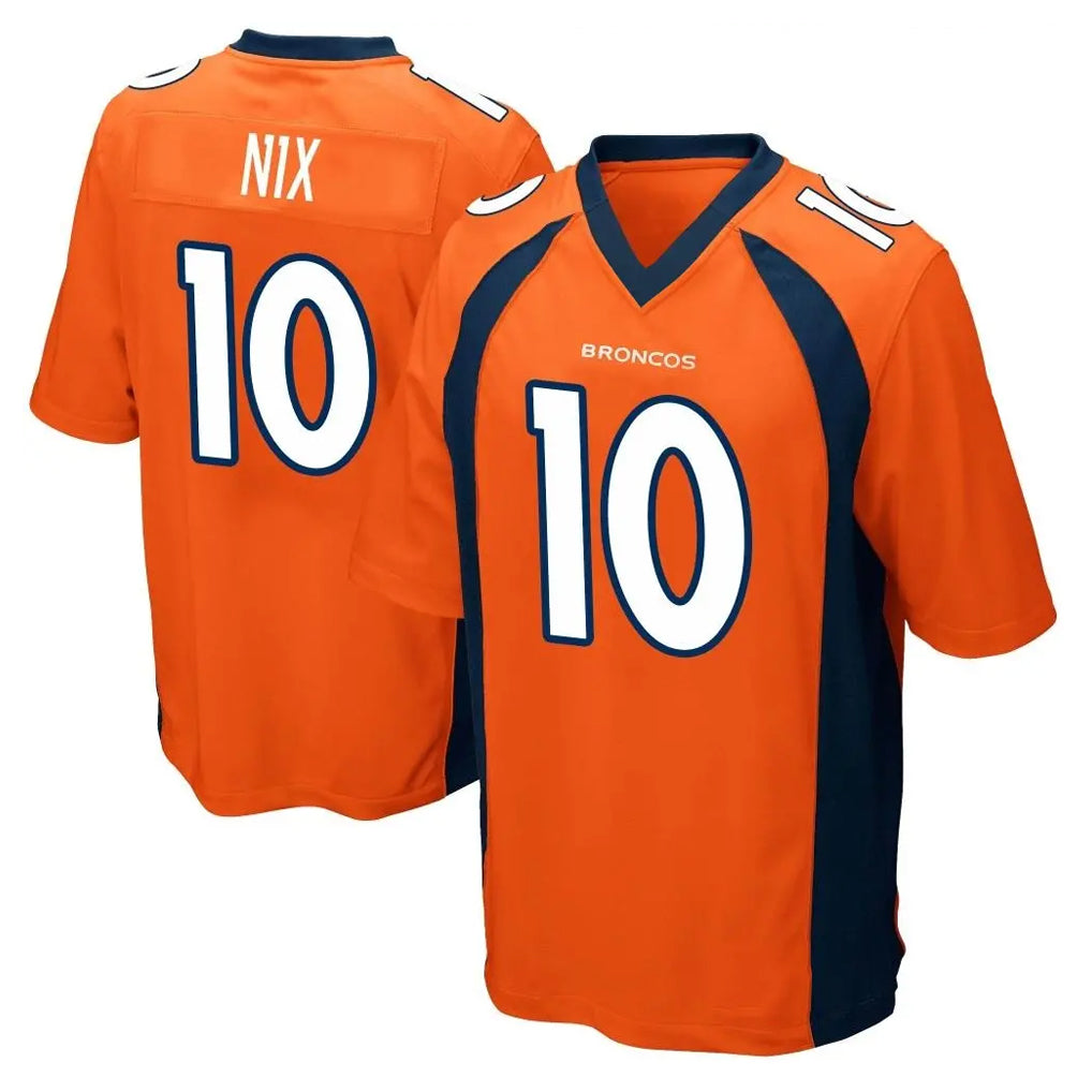 D.Broncos #10 Bo Nix Player Orange Color Home Game Odoa Stitched Jerseys
