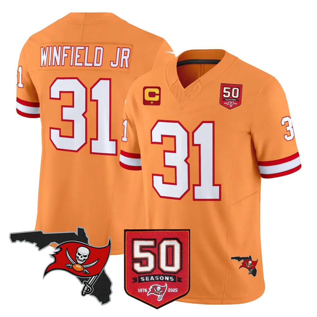 TB.Buccaneers #31 Antoine Winfield Jr. Player Orange 50th Season Vapor Limited Home Game Odoa Stitched Jerseys
