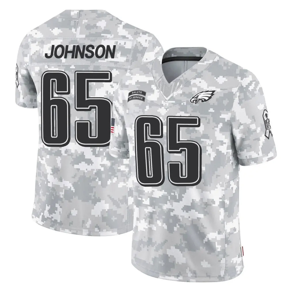 P.Eagles #65 Lane Johnson Player Arctic Camo Salute to Service Limited Game Odoa Stitched Jerseys