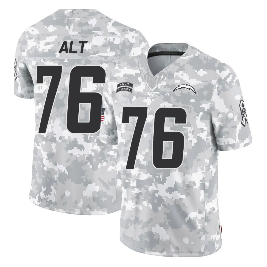 LA.Chargers #76 Joe Alt Player Arctic Camo Salute To Service Limited Game Odoa Stitched Jerseys