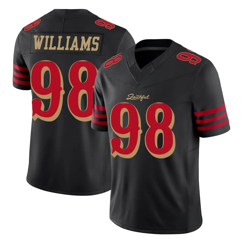 SF.49ers #98 Mykel Williams Player Black Limited Rivalries Collection Home Game Odoa Stitched Jerseys