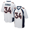 D.Broncos #34 JL Skinner Player White Game Odoa Stitched Jerseys