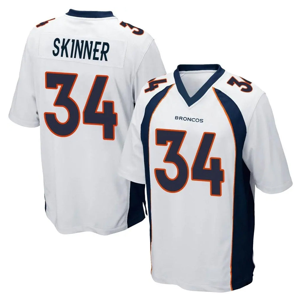 D.Broncos #34 JL Skinner Player White Game Odoa Stitched Jerseys