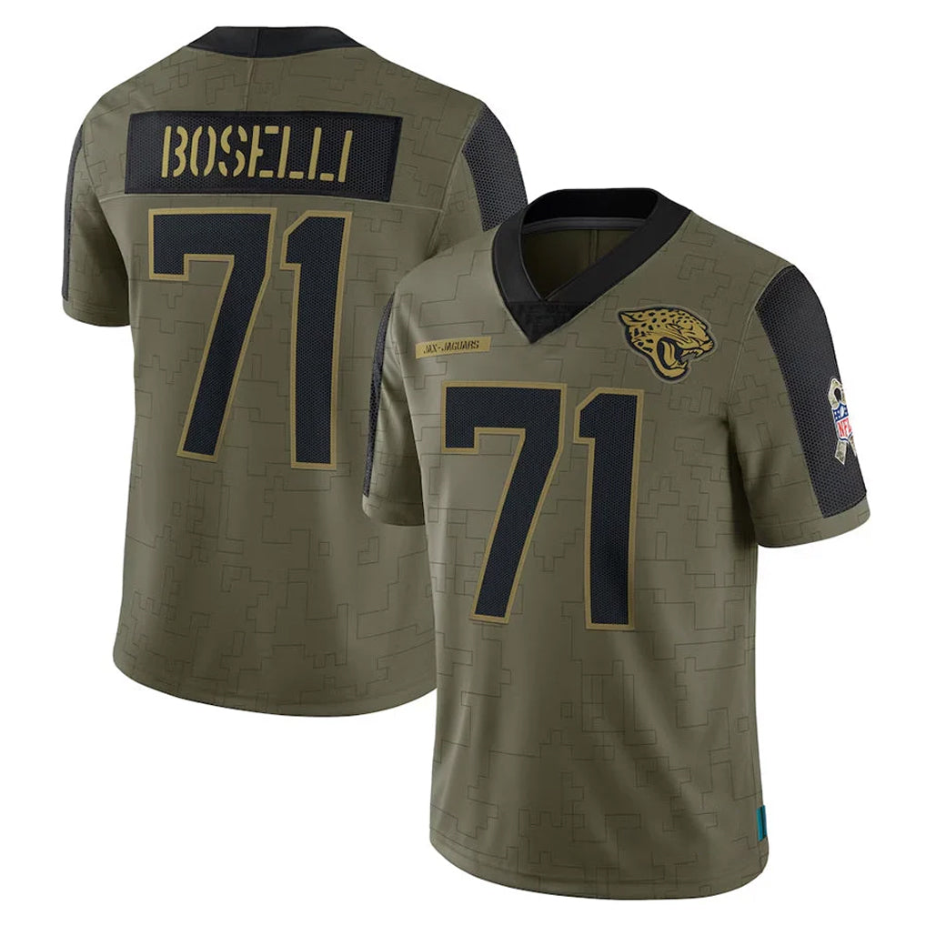 J.Jaguars #71 Tony Boselli Player Olive Salute To Service Limited Game Odoa Stitched Jerseys