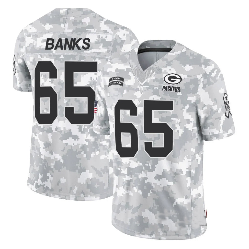 GB.Packers #65 Aaron Banks Player Arctic Camo Salute To Service Limited Odoa Stitched Jerseys