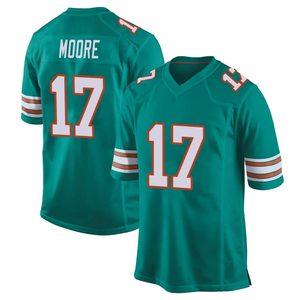 M.Dolphins #17 Trey Moore Player Aqua Alternate Home Game Odoa Stitched Jerseys