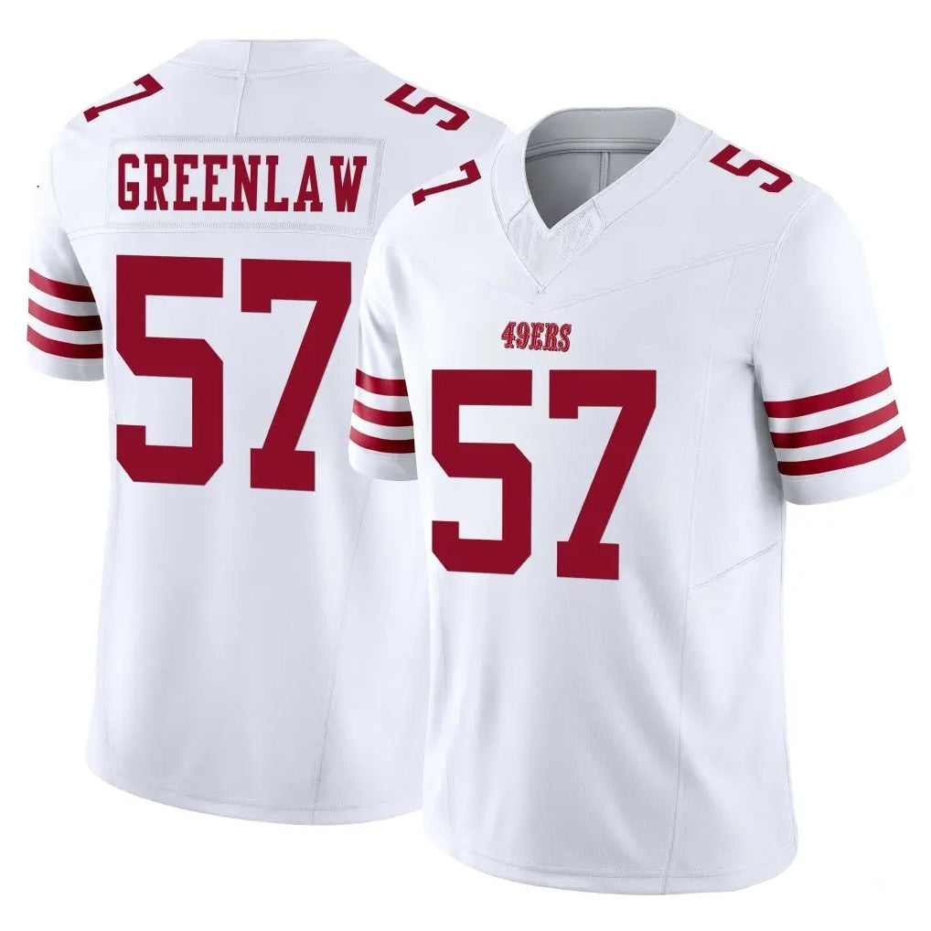 SF.49ers #57 Dre Greenlaw Player White Limited Vapor F.U.S.E. Home Game Odoa Stitched Jerseys