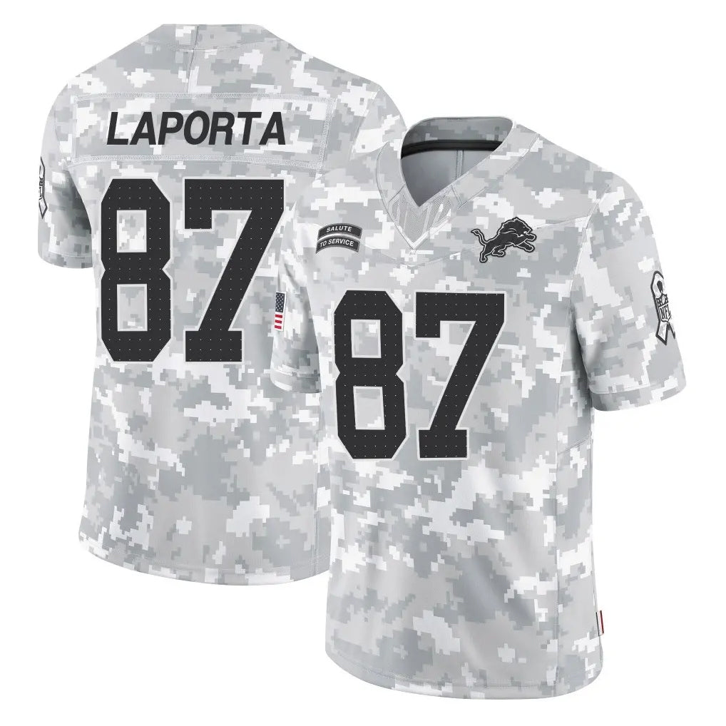 D.Lions #87 Sam LaPorta Player Arctic Camo Salute To Service Limited Odoa Stitched Jerseys