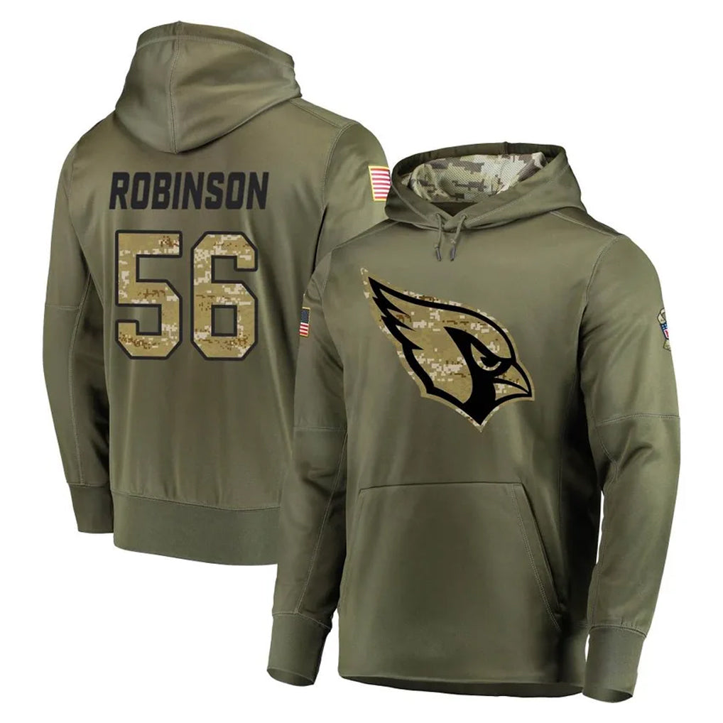 A.Cardinals #56 Darius Robinson Player Olive Salute to Service Pullover Hoodie Home Game Odoa Stitched Jerseys