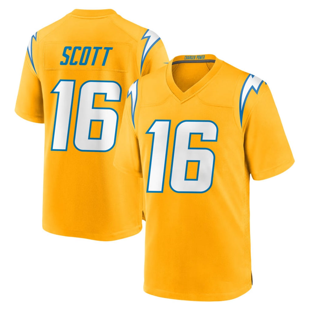 LA.Chargers #16 J.K. Scott Player Gold Home Game Odoa Stitched Jerseys