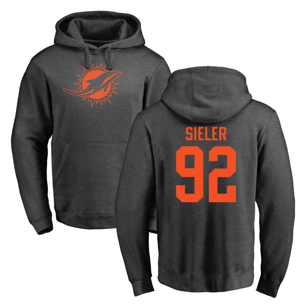 M.Dolphins #92 Zach Sieler Player Darkgray Pullover Hoodies Limited Odoa Stitched Jerseys