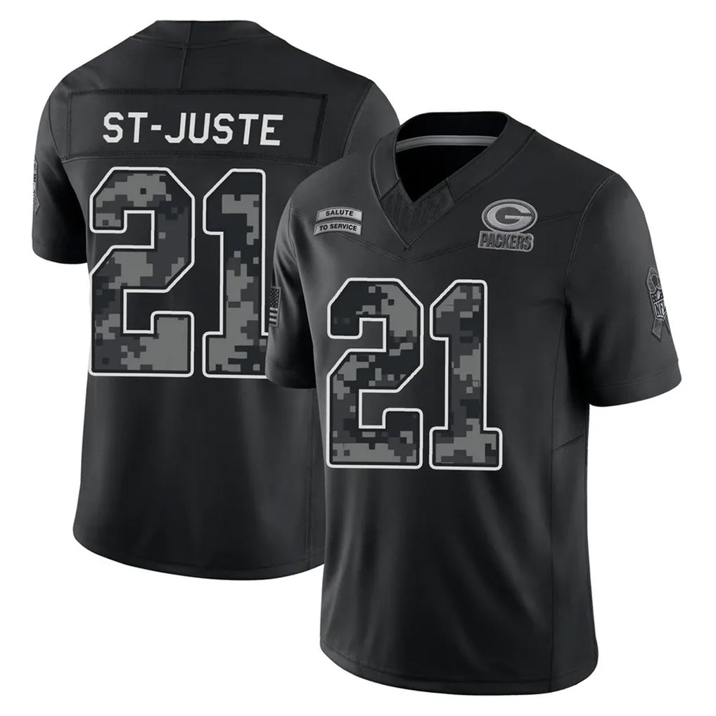 GB.Packers #21 Benjamin St-Juste Player Black Limited 2026 Salute to Service Home Game Odoa Stitched Jerseys