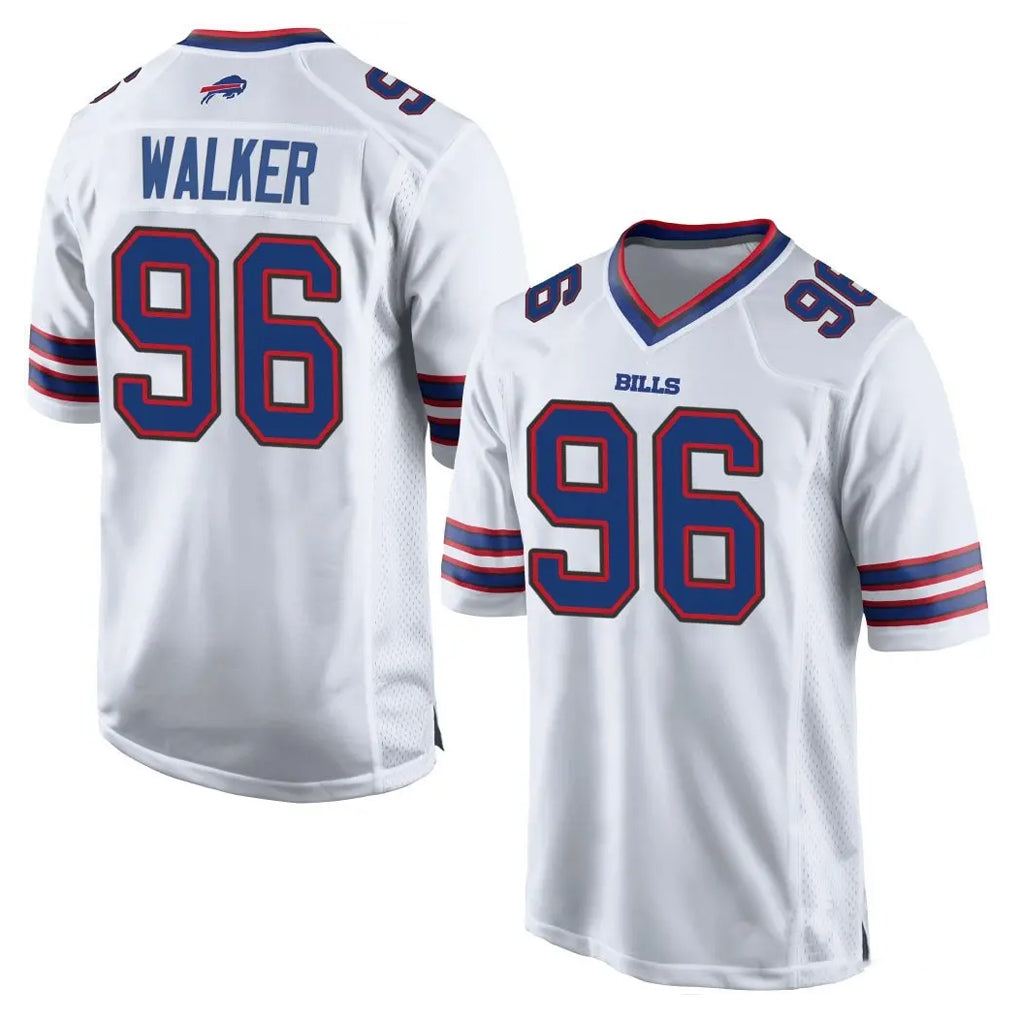 B.Bills #96 Deone Walker Player White Home Game Odoa Stitched Jerseys