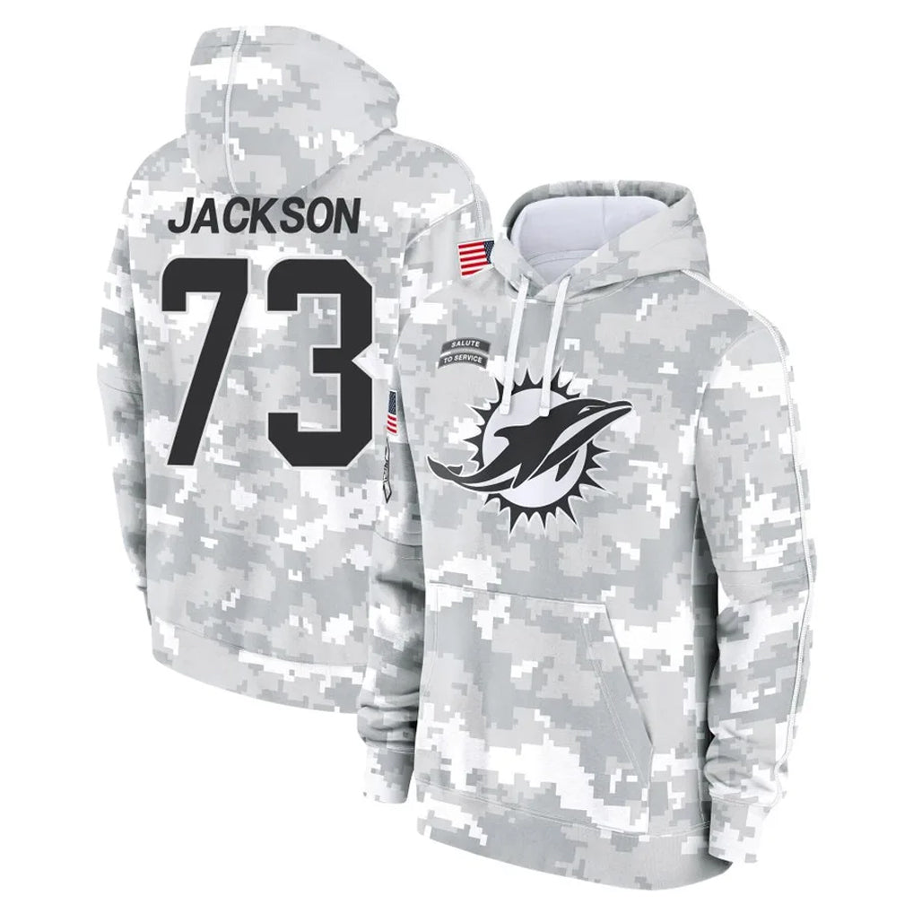 M.Dolphins #73 Austin Jackson Player Arctic Camo Salute to Service Hoodies Limited Game Odoa Stitched Jerseys