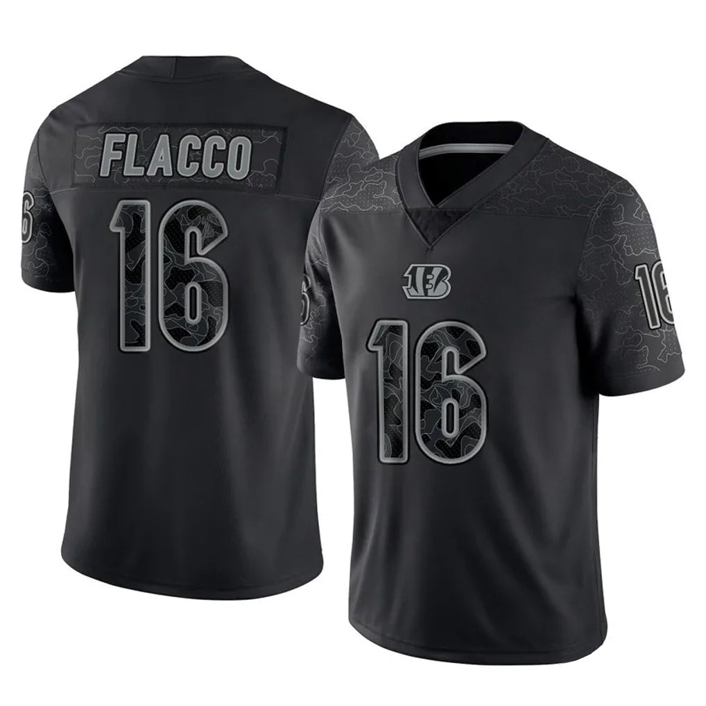 C.Bengals #16 Joe Flacco Player Black Reflective Limited Game Odoa Stitched Jerseys