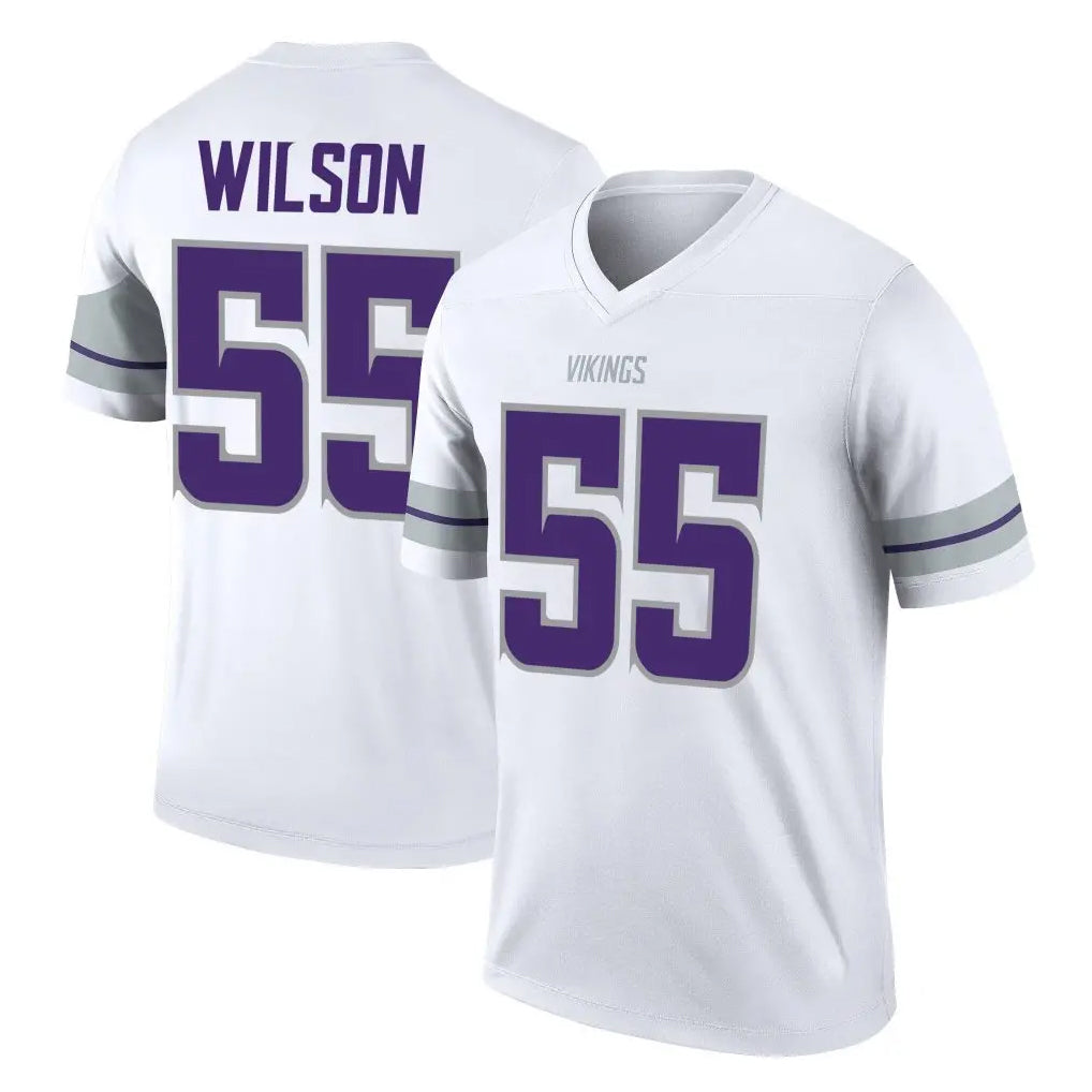 M.Vikings #55 Eric Wilson Player White Alternate Legend Home Game Odoa Stitched Jerseys