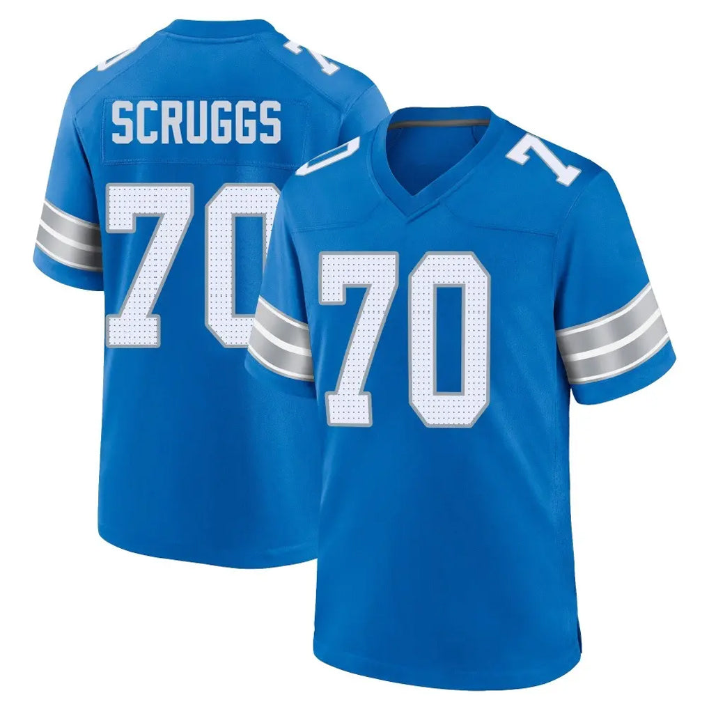 D.Lions #70 Juice Scruggs Player Blue Alternate Home Game Odoa Stitched Jerseys