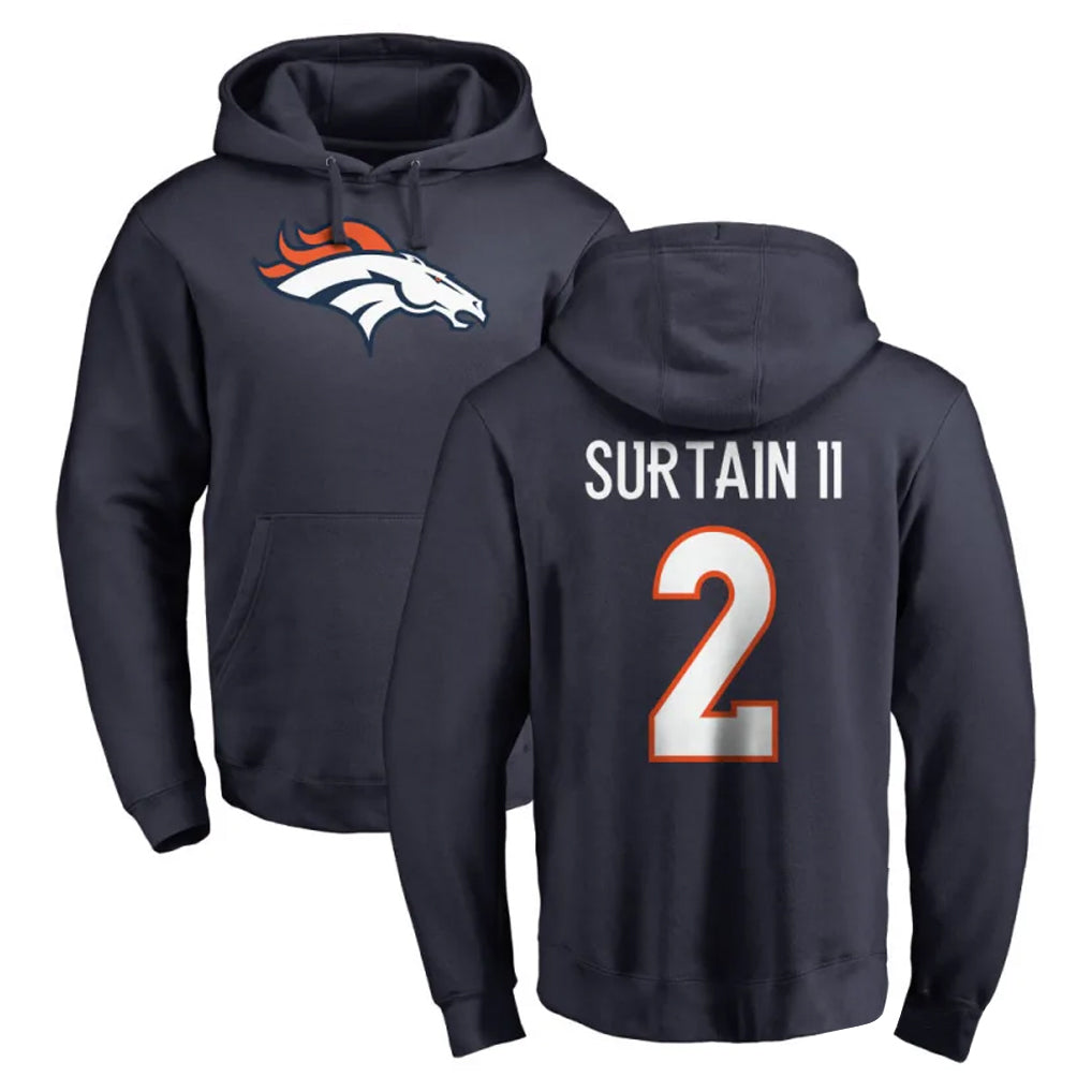 D.Broncos #2 Pat Surtain II Player Navy Pullover Hoodie Limited Odoa Stitched Jerseys