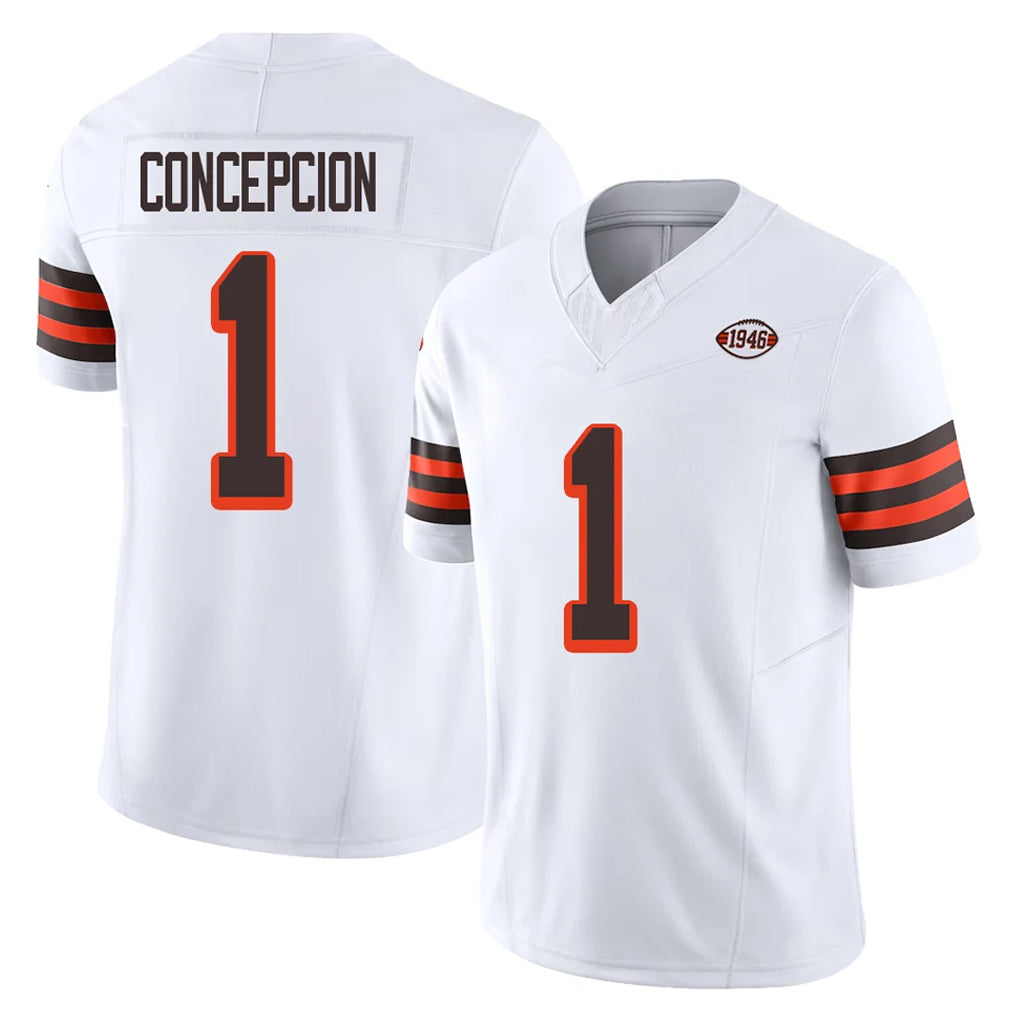C.Browns #1 KC Concepcion Player White Limited Vapor F.U.S.E. Alternate Game Odoa Stitched Jerseys