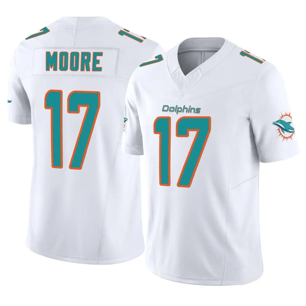 M.Dolphins #17 Trey Moore Player White Limited Vapor F.U.S.E. Home Game Odoa Stitched Jerseys