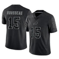 B.Bills #15 Greg Rousseau Player Black RFLCTV Limited Odoa Stitched Jerseys