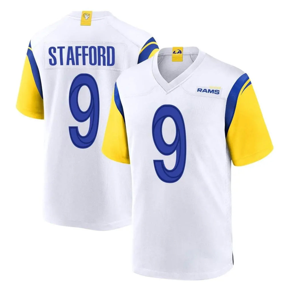 LA.Rams #9 Matthew Stafford Player White Home Game Odoa Stitched Jerseys