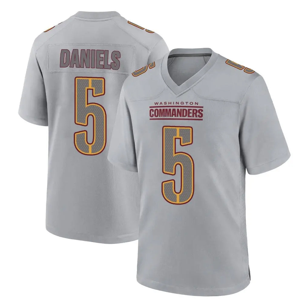 W.Commanders #5 Jayden Daniels Player Gray Atmosphere Fashion Home Game Odoa Stitched Jerseys