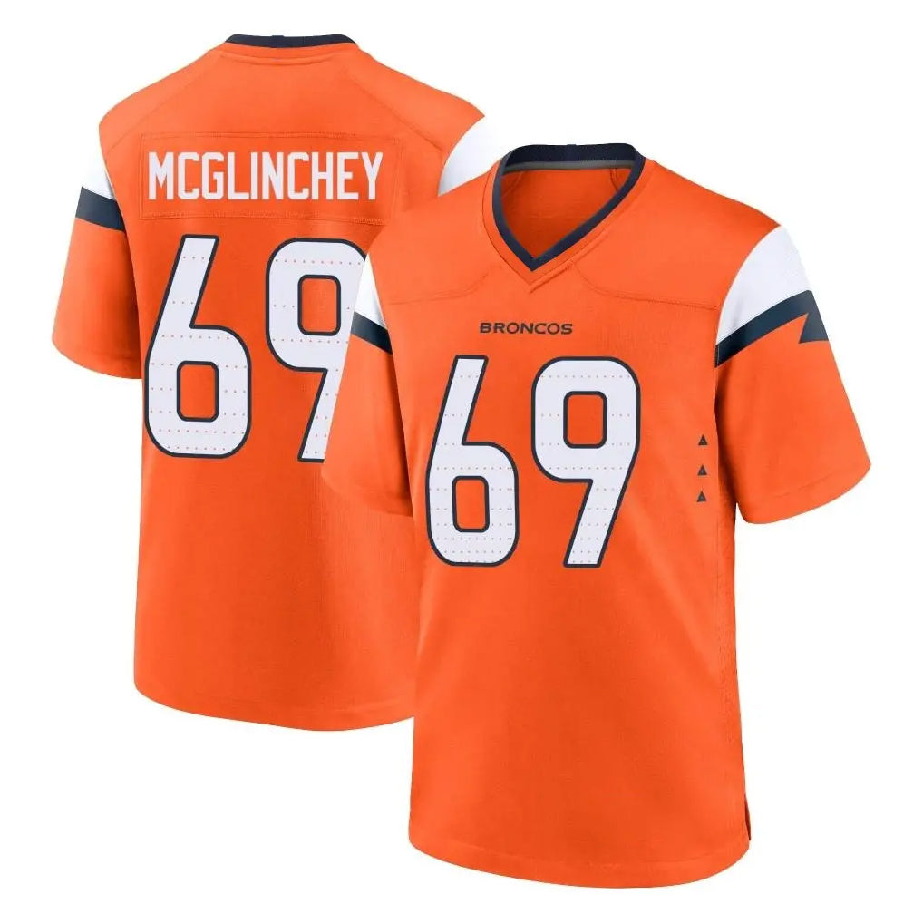 D.Broncos #69 Mike McGlinchey Player Orange Home Game Odoa Stitched Jerseys