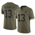 C.Panthers #13 John Metchie III Player Olive Salute to Service Game Odoa Stitched Jerseys