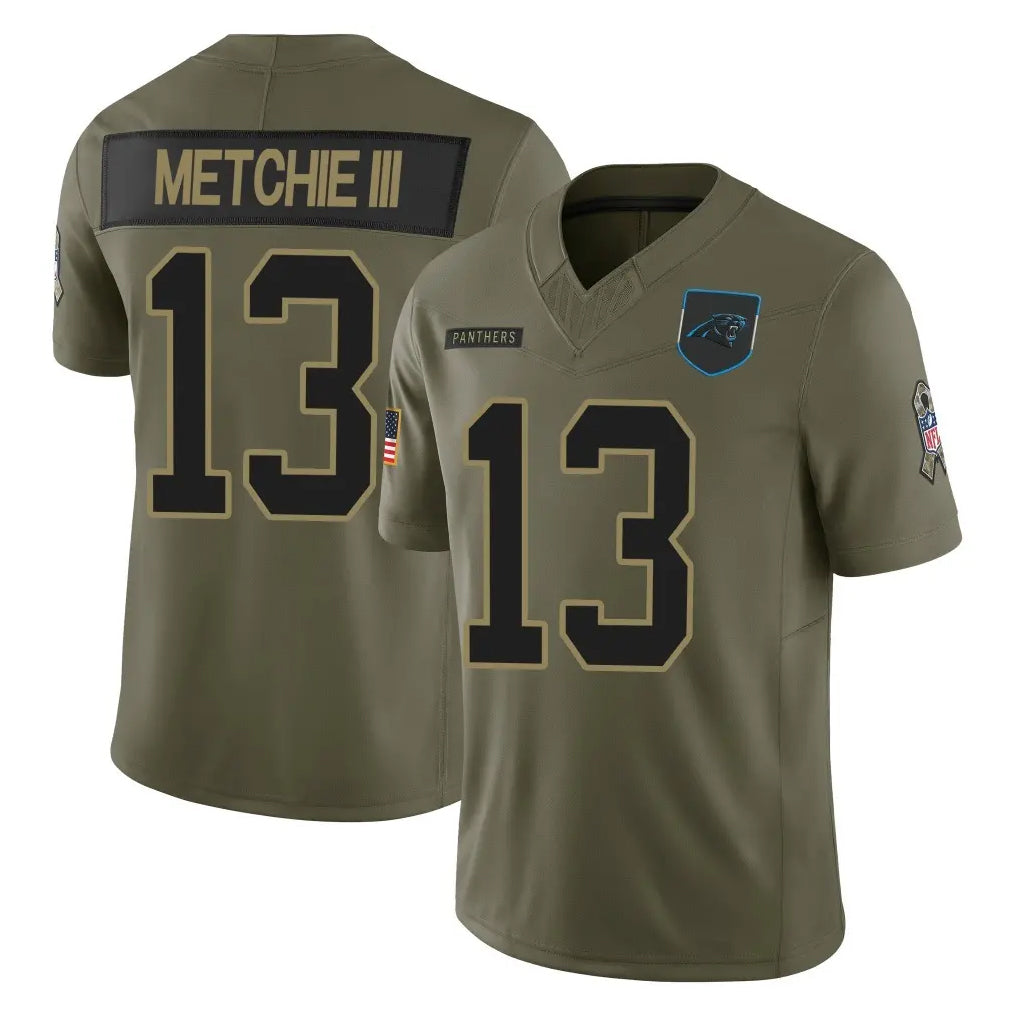 C.Panthers #13 John Metchie III Player Olive 2025 Salute to Service Limited Game Odoa Stitched Jerseys