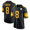 P.Steelers #8 Aaron Rodgers Player Black Color Rush Home Game Odoa Stitched Jerseys