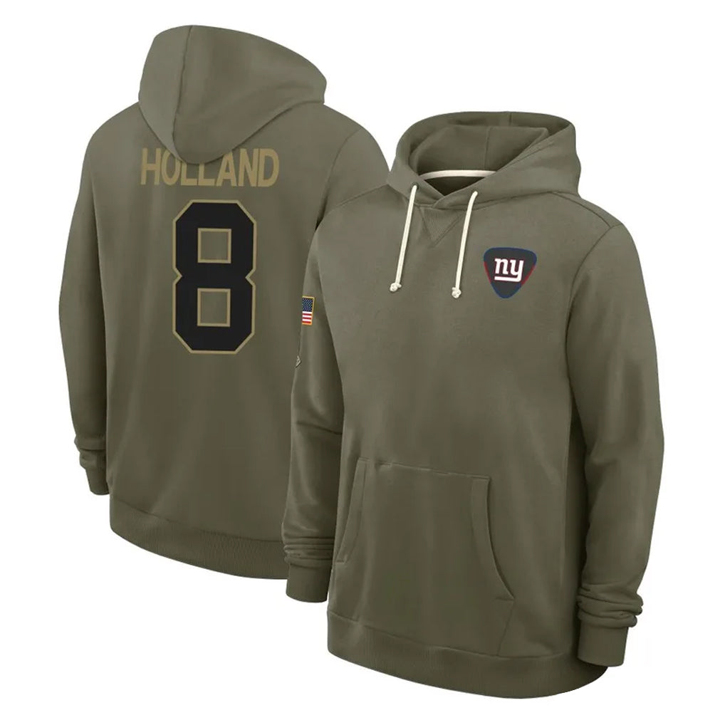 NY.Giants #8 Jevon Holland Player Olive Salute to Service Pullover Hoodies Limited Odoa Stitched Jerseys
